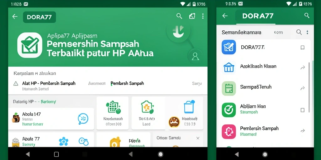 Tampilan antarmuka intuitif DORA77 untuk fungsi Pembersih Sampah.