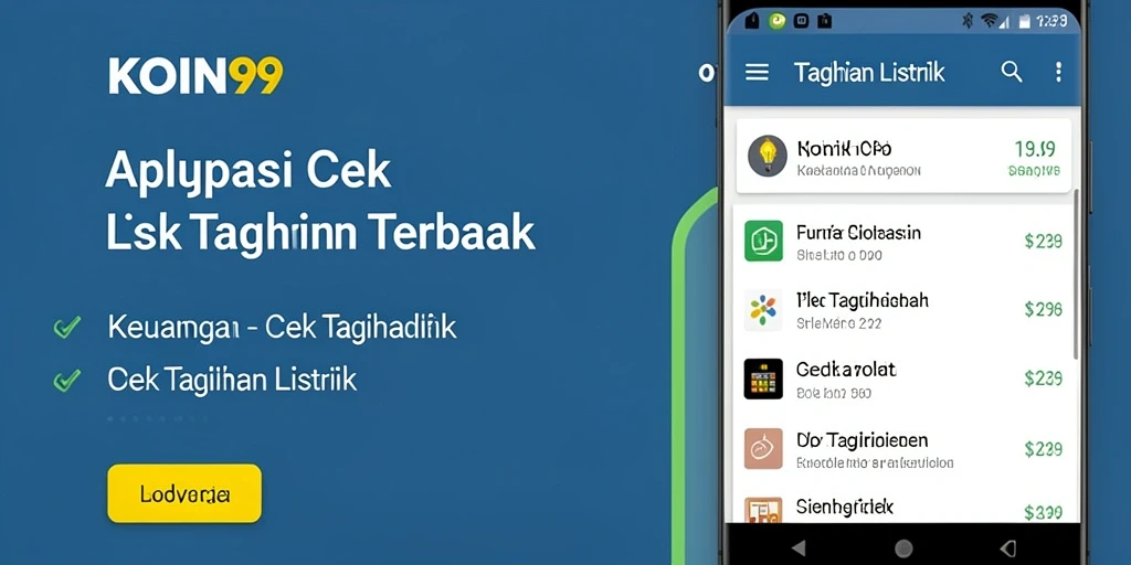 Antarmuka aplikasi KOIN99 untuk cek tagihan listrik yang sederhana dan efektif.