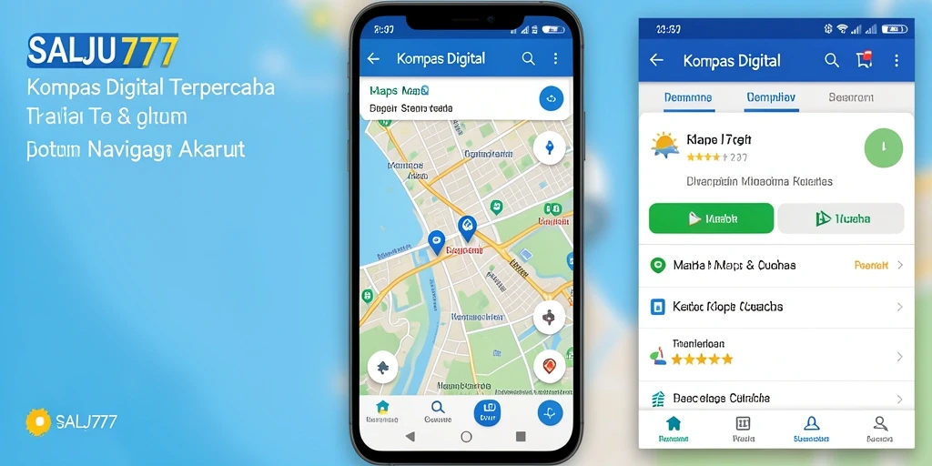 Tampilan antarmuka SALJU777 dengan berbagai fungsi Kompas Digital.